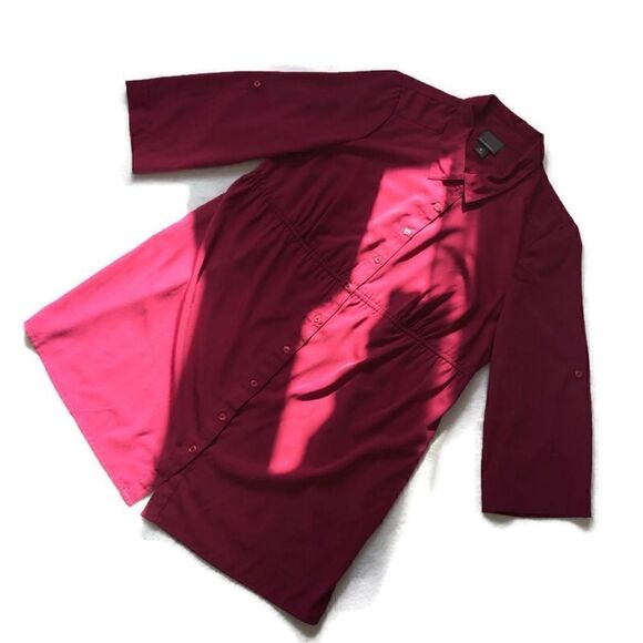 Motherhood Oh Baby Button Front Roll Tab Top - Picture 1 of 7